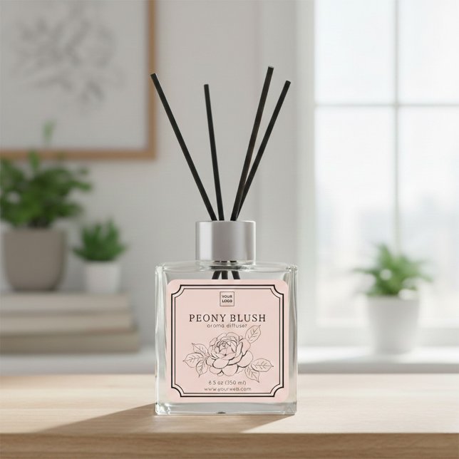 Sticker Carré Peony Blush Floral Aroma Diffuser Label (Créateur téléchargé)