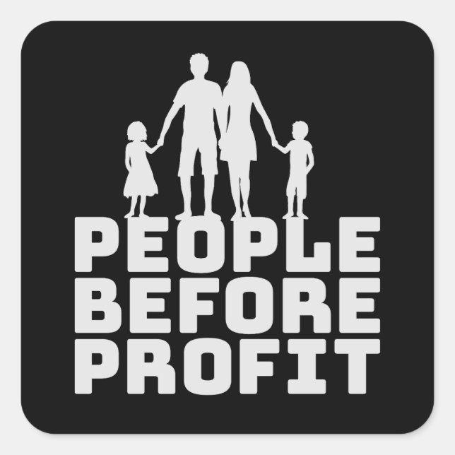 Sticker Carré People Before Profit Activism Social Justice Equal (Devant)