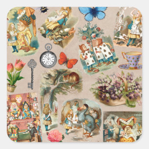 Sticker Carré Pépinière Alice Colorée Classique 1800 Merveilleux