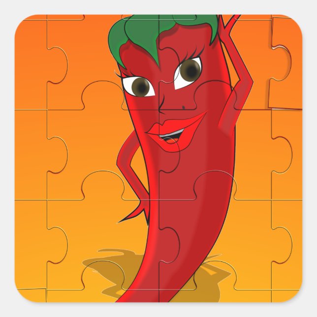 Sticker Carré Pepper Rouge Diva Puzzle (Devant)
