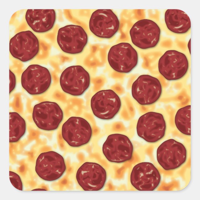 Sticker Carré Pepperoni Pizza Motif (Devant)