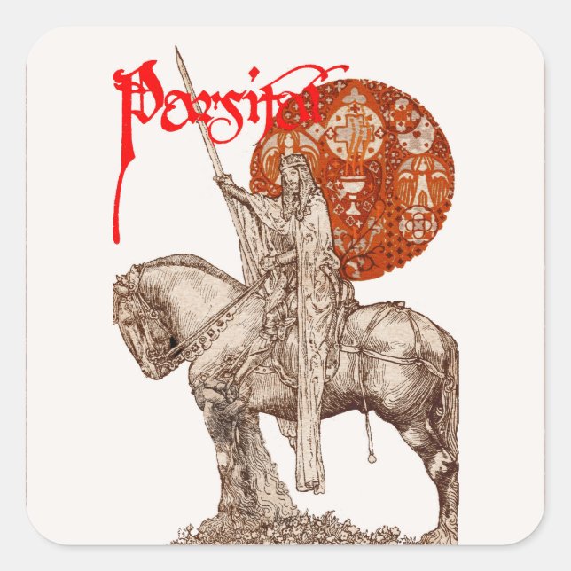 Sticker Carré PERCEVAL LEGEND /QUEST DU SAINT-GRAIL Rouge Blanc (Devant)