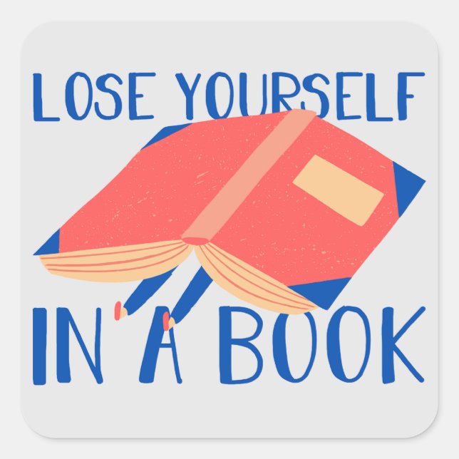 Sticker Carré Perdez-vous dans un livre (Devant)