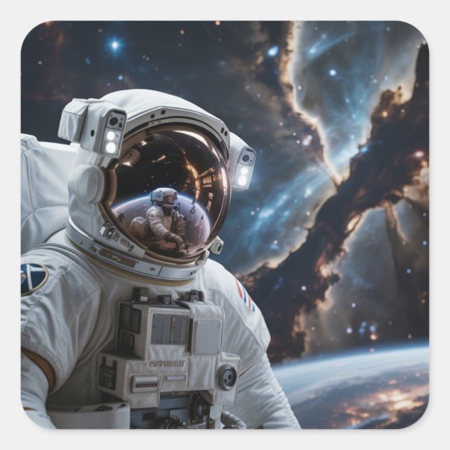 Sticker Carré Perdu dans les Étoiles (Devant)