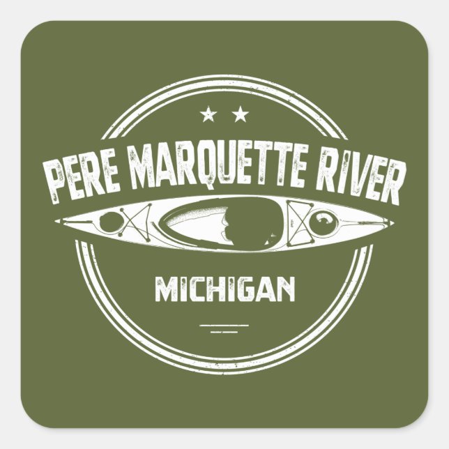 Sticker Carré Pere Marquette River Michigan Kayak (Devant)