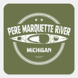 Sticker Carré Pere Marquette River Michigan Kayak
