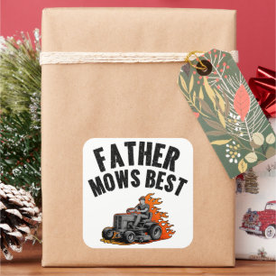 Sticker Carré Père Mows Meilleur Amusant Papa Feu Feu Flamme Pel