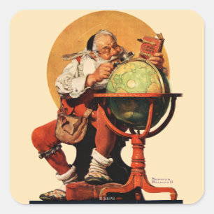 Sticker Carré Père Noël au monde