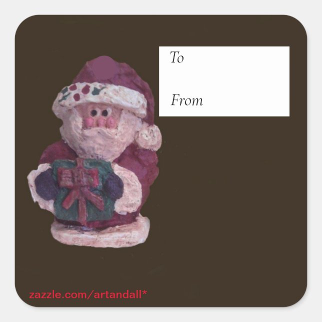 STICKER CARRÉ PÈRE NOËL AVEC CADEAU (Devant)