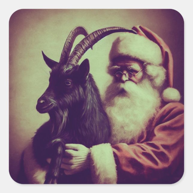Sticker Carré Père Noël avec chèvre Retro Black Phillip (Devant)