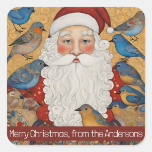 Sticker Carré Père Noël Blue Birds