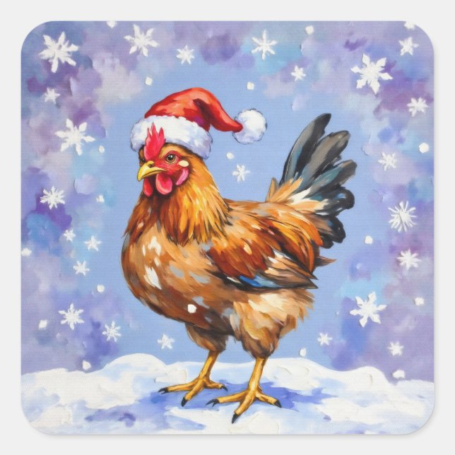 Sticker Carré Père Noël Chicken (Devant)