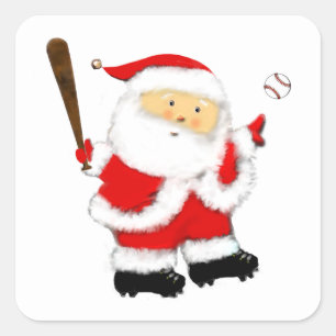 Sticker Carré Père Noël de baseball
