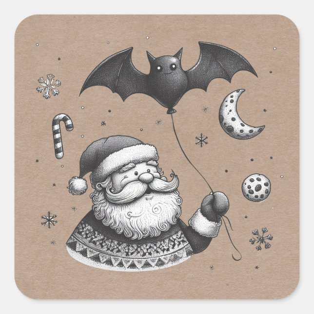Sticker Carré Père Noël des griffes (Devant)