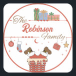 Sticker Carré Père Noël Down the Chimney Christmas<br><div class="desc">Père Noël Down the Chimney Christmas</div>