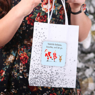 Sticker Carré Père Noël Essaie De Faire Du Yoga Avec Mme Claus &