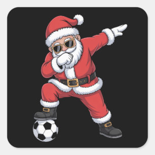 Sticker Carré Père Noël Football Dabbing Père Noël Cadeau Noël