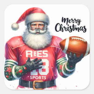 Sticker Carré Père Noël habillé en équipement sportif avec un ba