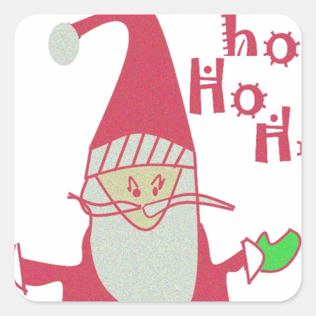 Sticker Carré Père Noël humoristique avec Ho Ho Ho Festive (Devant)
