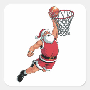 Sticker Carré Père Noël jouant au basket-ball Amoureux du sport