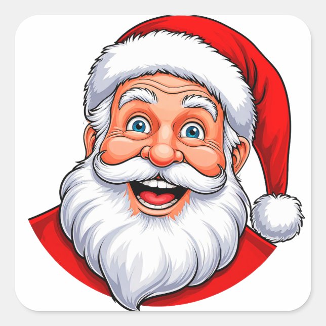 Sticker Carré Père Noël joyeux (Devant)