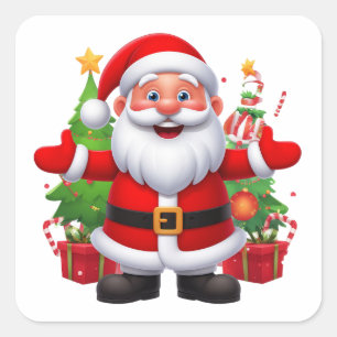 Sticker Carré Père Noël joyeux