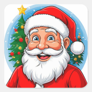 Sticker Carré Père Noël joyeux