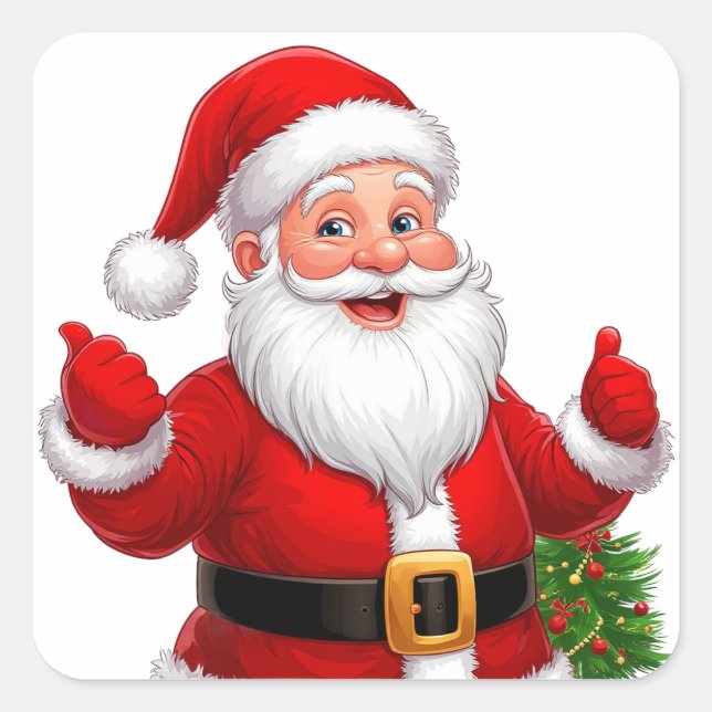 Sticker Carré Père Noël joyeux (Devant)