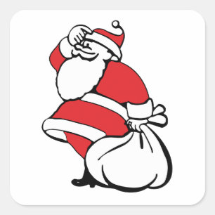 Sticker Carré Père Noël joyeux de Noël de dessin animé, sac de j