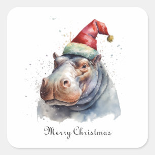 Sticker Carré Père Noël Little Hippo, coutume