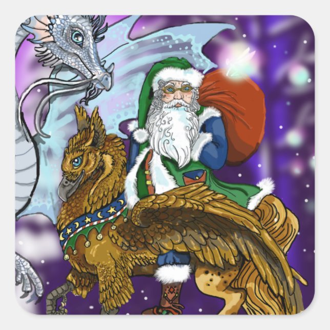 Sticker Carré Père Noël mystique (Devant)