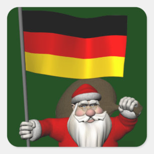 Sticker Carré Père Noël patriotique avec l'enseigne de l'Allemag