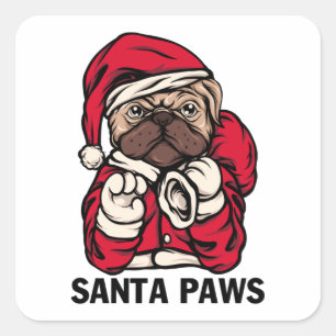 Sticker Carré Père Noël Paws Noël Anglais Bulldog