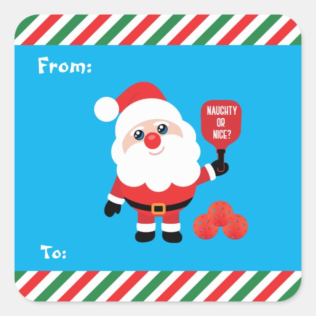 Sticker Carré Père Noël Pickleball 🎅 (Devant)