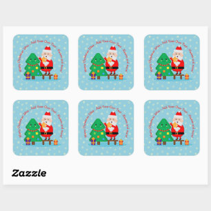 Sticker Carré père Noël Putting Star Christmas Tree 20xx Ajout