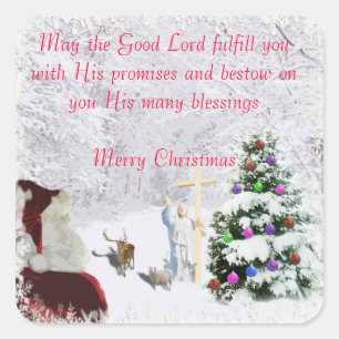 Sticker Carré Père Noël rencontre Jésus