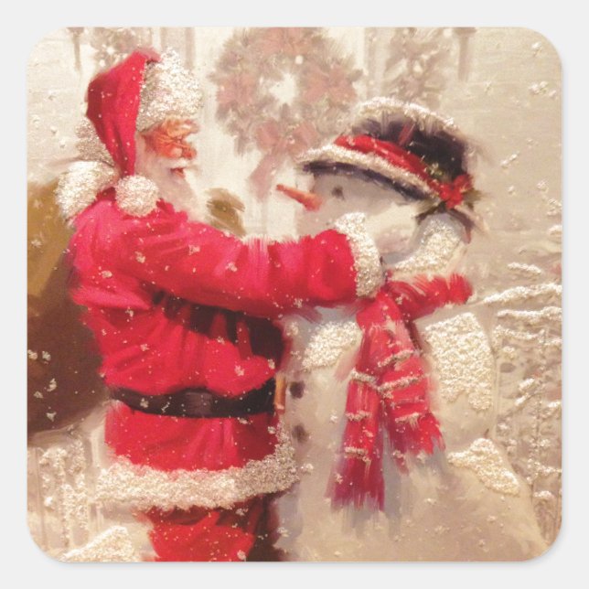 Sticker Carré Père Noël & Snowman (Devant)