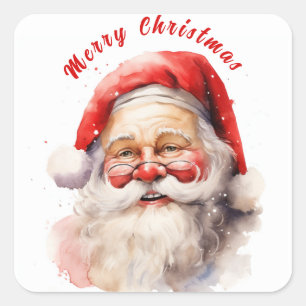 Sticker Carré Père Noël souriant joyeux Noël