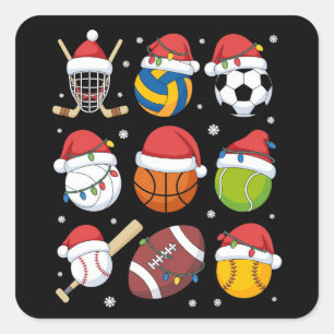 Sticker Carré Père Noël Sports Noël Sport Balle Joueur Amateur