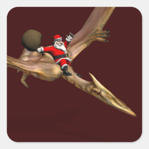 Sticker Carré Père Noël Sur Quetzalcoatlus