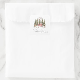 Sticker Carré Père Noël,Trainée,Cadeaux Forêt Noël