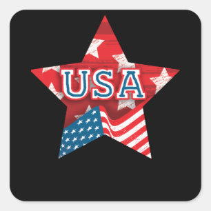 Sticker Carré Perfect USA Drapeau couleur étoile - LOVE USA