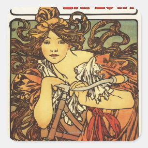 Sticker Carré Perfecta Vélos avec une femme Publicité Poste