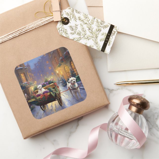 Sticker Carré Période de fêtes de Noël maltaise (Cadeaux)