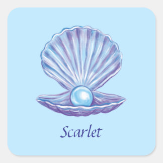 Sticker Carré Perle personnalisable de l'océan (bleu)