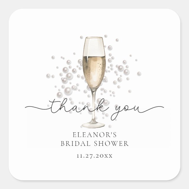 Sticker Carré Perles d'aquarelle et Fête des mariées de poursuit (Devant)