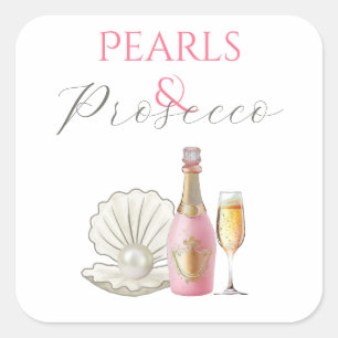 Sticker Carré Perles et Fête des mariées rose Prosecco