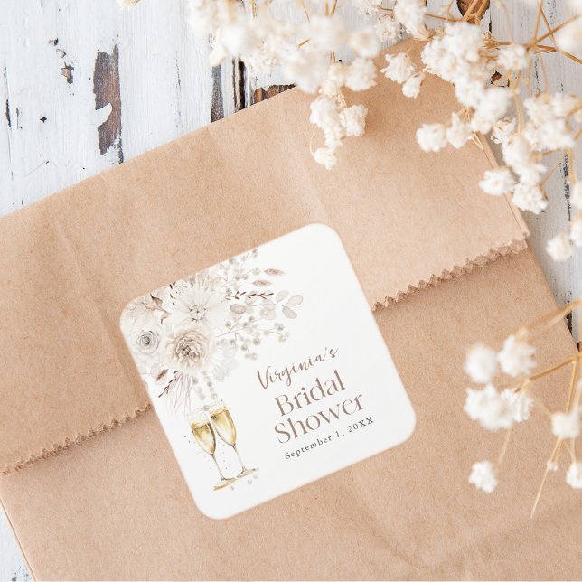 Sticker Carré Perles et poursuites (Pearls and Prosecco Square Sticker
)