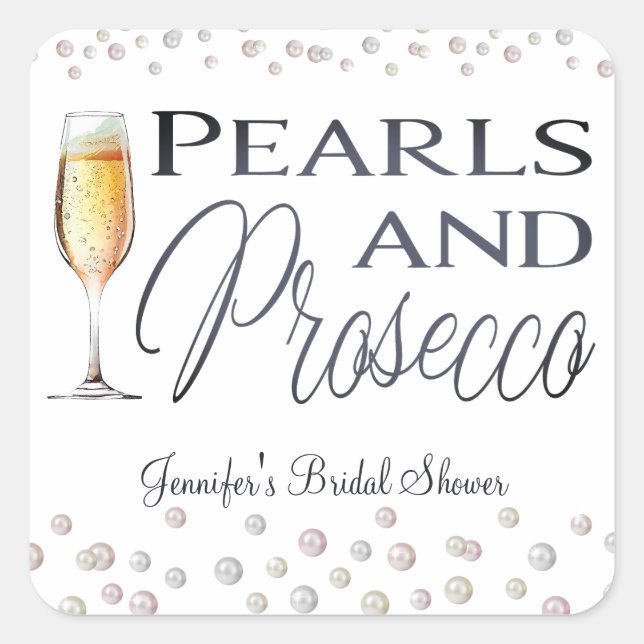 Sticker Carré Perles et Prosecco pour une Fête de Mariée (Devant)