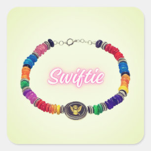 Sticker Carré Perles Swiftie – Concept de bracelet pastel de sou